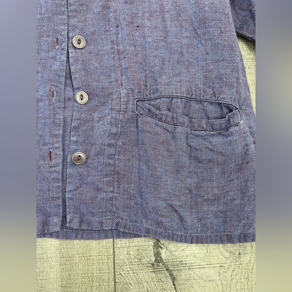 Flax Lavender Linen Button-Up Blouse Women’s Size Small - Picture 3 of 8